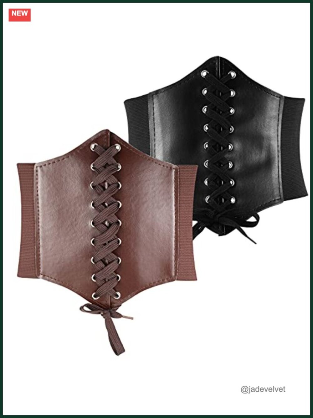 2 Pack Elastic Corset Waist Belt PU Leather Renaissance Cosplay Costume
